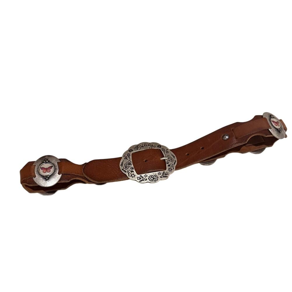 VTG Oilily Butterfly Leather and Silver Metal Belt